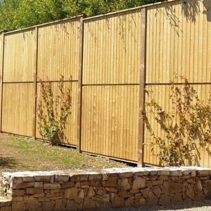 clôture anti bruit bois sonowall face reflective bardage lames rainures languettes jardin résidentiel